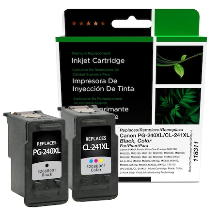 Cig Remanufactured High Yield Black, Color Ink Cartridges for Canon PG-240XL/CL-241XL, 2PK 118311